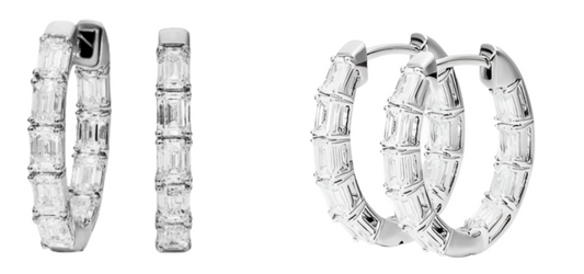 Emerlad Cut Diamond Hoops